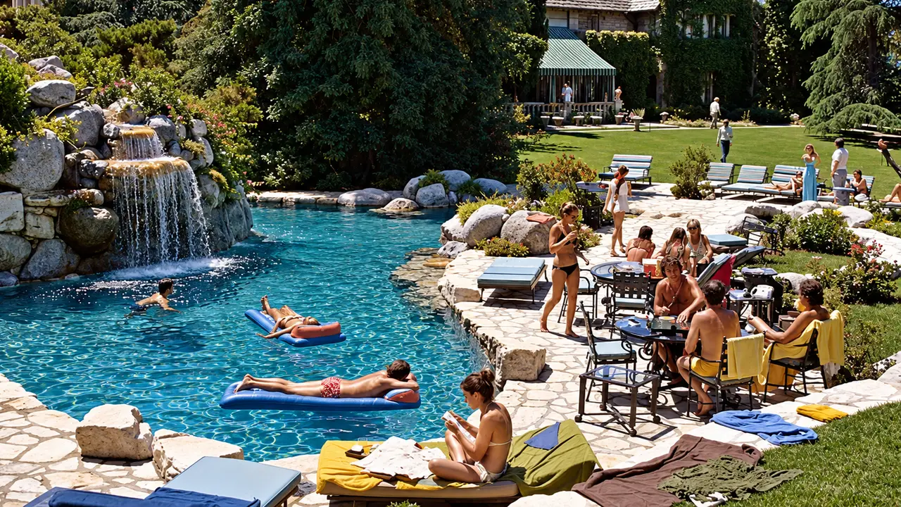 Pool party at the Playboy Mansion