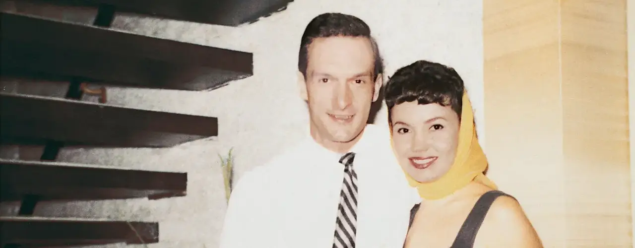 Hugh Hefner and Margie Hrrison in 1954