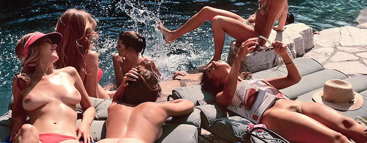 Naked Playboy modela at the Playboy Mansion