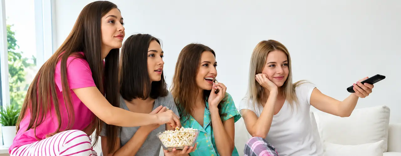 Girls are watching The Girls Next Door