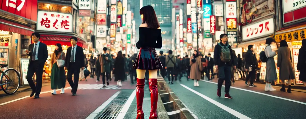 Asian girl in the middle of Tokyo
