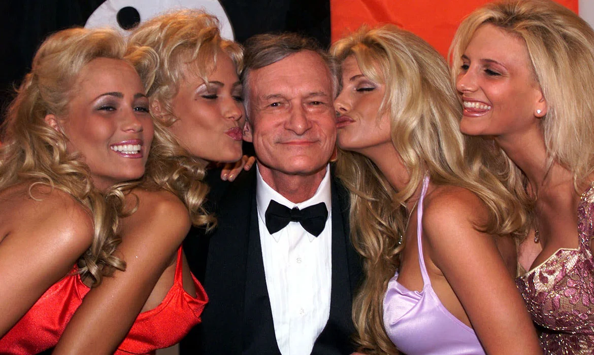 Hugh Hefner later in life at the Playboy Mansion