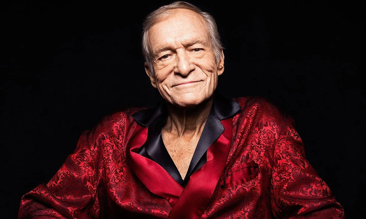 Hugh Hefner posing for a Playboy-era portrait